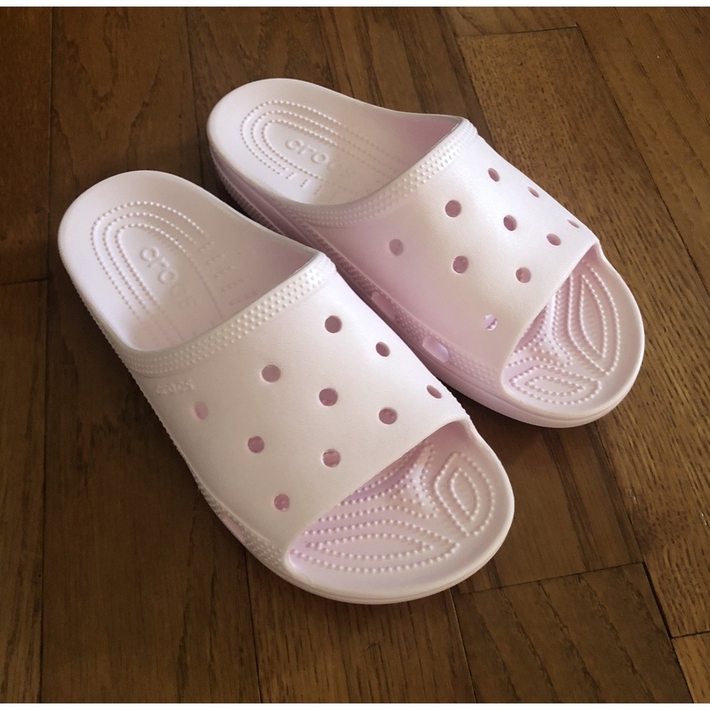 Crocs Sandals Womens Size 8 Classic Slide V2 Pink Milk Comfort Slip On Quick Dry